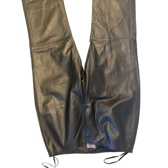 5/48 womens black genuine quality leather pants 30” waist  hip 38' ins leg 32 - Picture 4 of 6